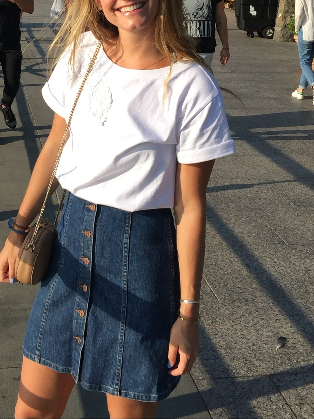 J. Crew Button-Front Denim Skirt